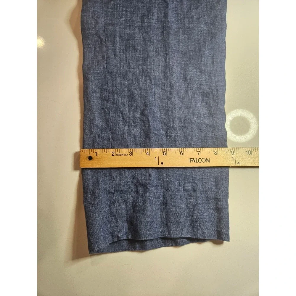 Bianco Brioni Florence Modern Blue Linen Pants Mens 36S Designer Made In‎ Italy